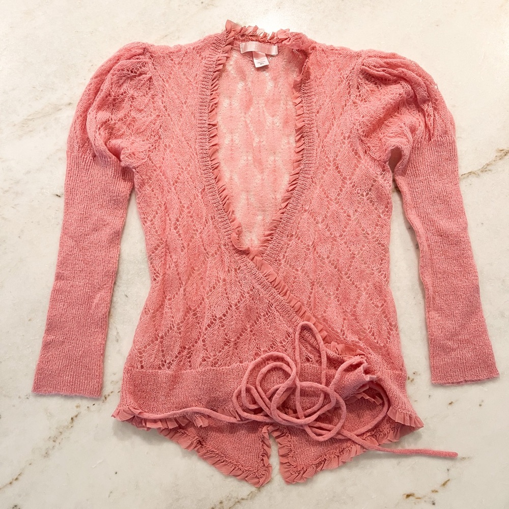 Victorias Secret dusty rose sheer tie sweater NWOT